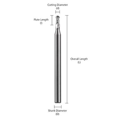 Σιδηροτροφείο τερματισμού καρβιδίου βολφραμίου με μήκος φλάουτα 2-8 mm, διάμετρο στελεχών 4 mm και συνολικό μήκος 50 mm για επεξεργασία ακριβείας