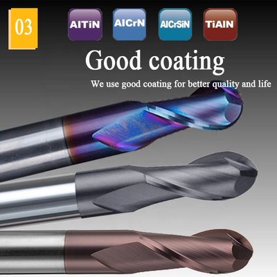 CNC μύλος 2mm 12mm 6mm τελών καρβιδίου βολφραμίου 200 κόπτες άλεσης μύτης σφαιρών χιλ. 6 Ballnose